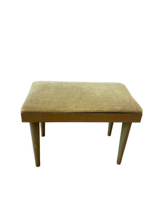 Plush Wooden MCM Atomic Ottoman Foot Stool