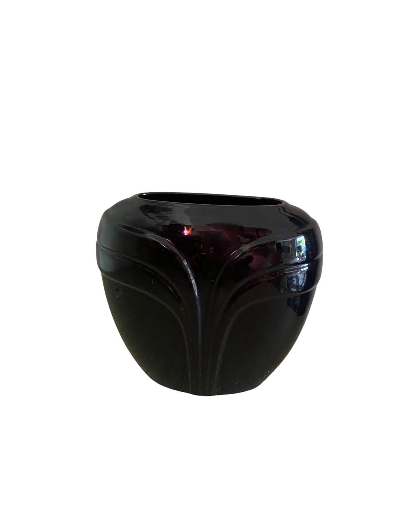 Postmodern Art Deco Black Ceramic Vase or Planter