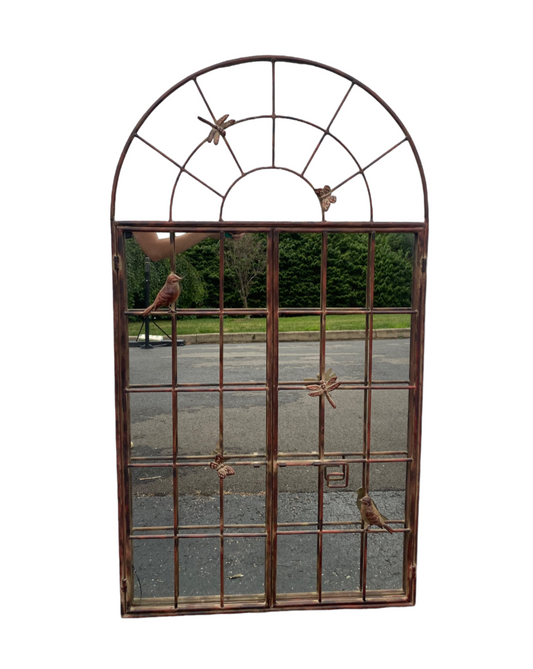 Large Art Deco Wrought Iron Swinging Gate Mirror With Lock