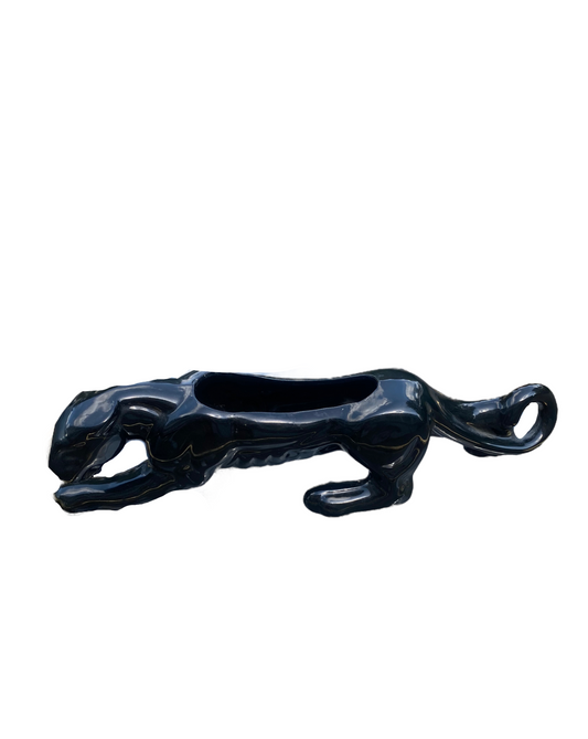 MCM Black Ceramic Panther Planter