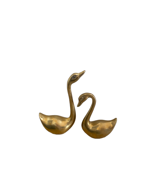Small Pair of Swans Brass Figures