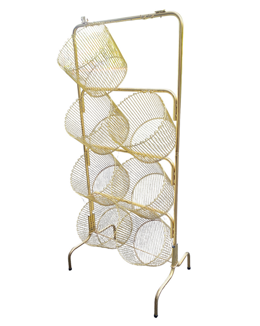 Hollywood Regency Brass Removable Wire Basket Hanging Storage Shelf Rack or plant stand