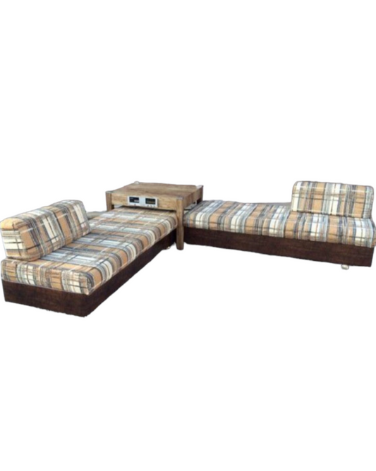 Rare MCM L-Shape Twin Convertible Sofa Bed With Table And Radio