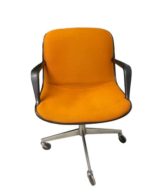 Orange MCM Rolling Swivel Steelcase Office Desk Chair with Armrests