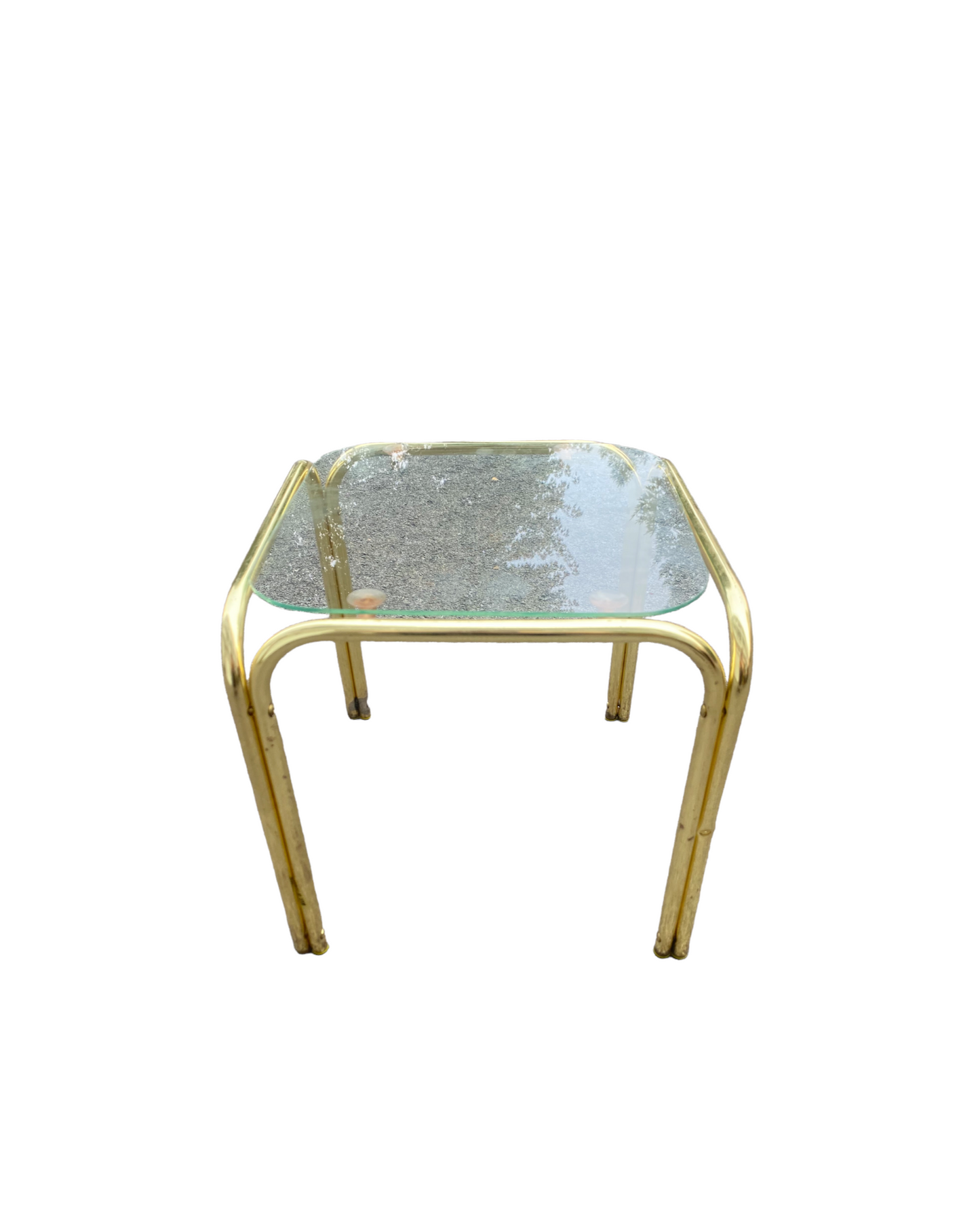 Hollywood Regency small brass and glass table or plant stand