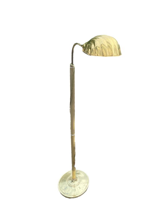 Hollywood Regency Brass Adjustable Clam Shell Floor Lamp