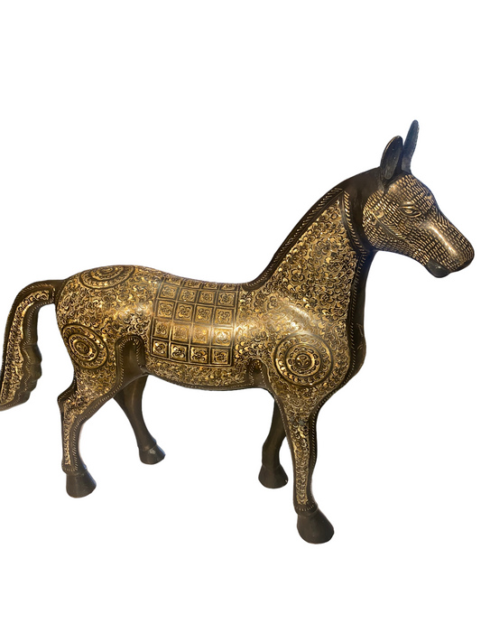 Brass Etched Horse Figurine